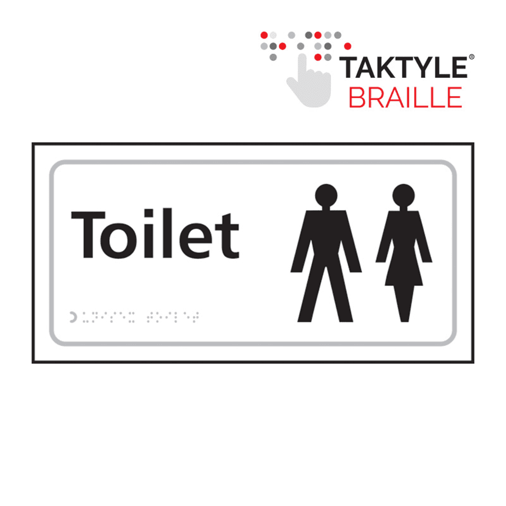 Toilet Ladiesgents Symbol Sign Self Adhesive Taktyle White 300mm X 150mm Rsis 