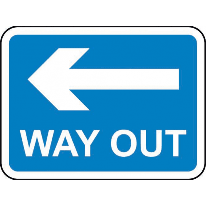 WAY OUT Left Arrow Road Sign, Aluminium Composite with channel (600mm x 450mm)